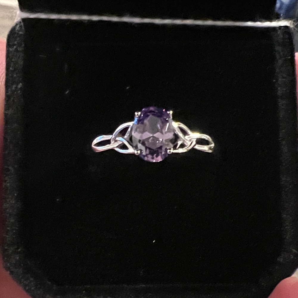 Elegant Purple Gemstone Sterling Silver Ring